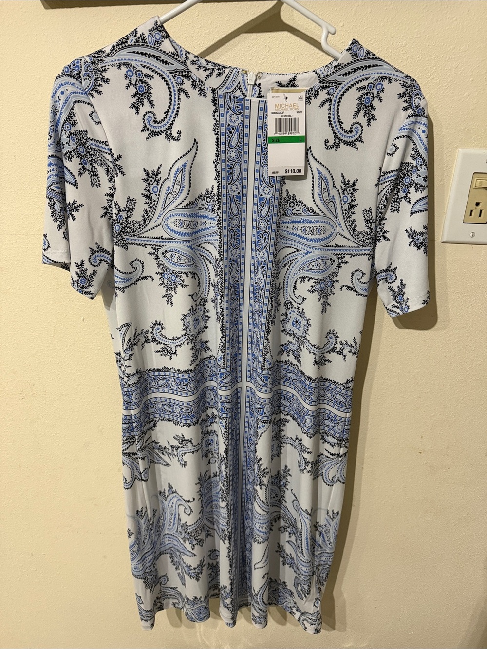 NWT Michael Kors White and Blue Paisley Midi Dress